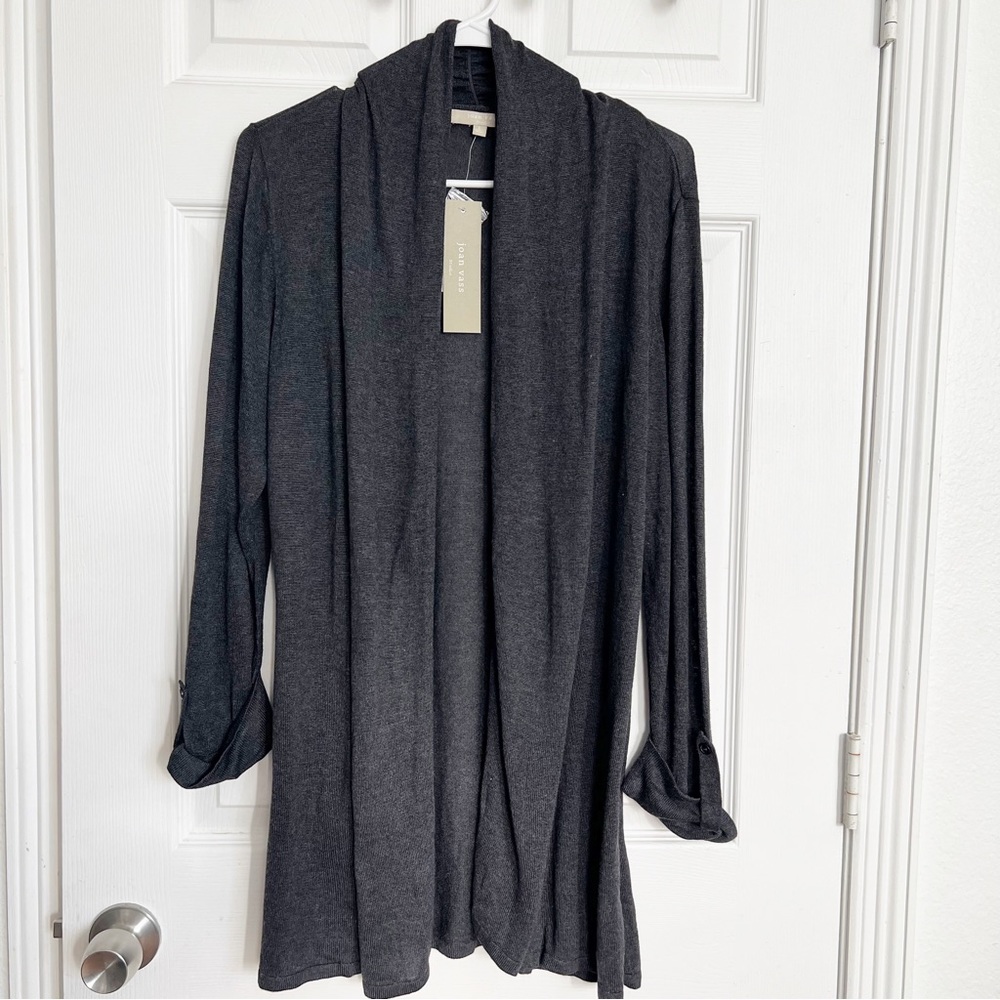 NWT Joan Vass | Open Stormy Heather Cardigan